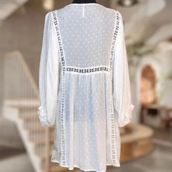 FREE PEOPLE Charlotte Embroidered Swiss Dot Relaxed Tunic/Dress-SM NWT - Picture 10 of 16